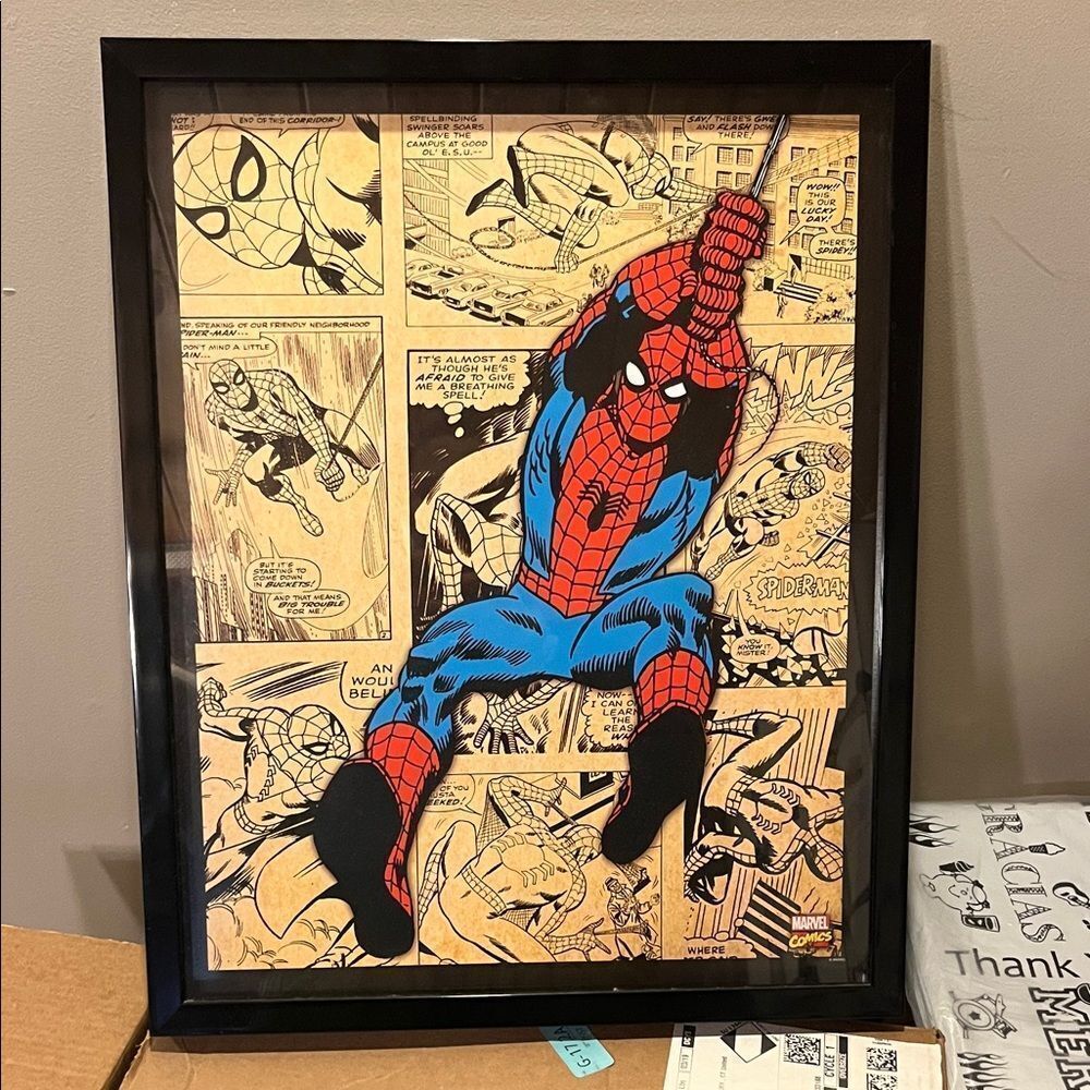Marvel Spider-Man Comic Art in Red, Blue, and Black